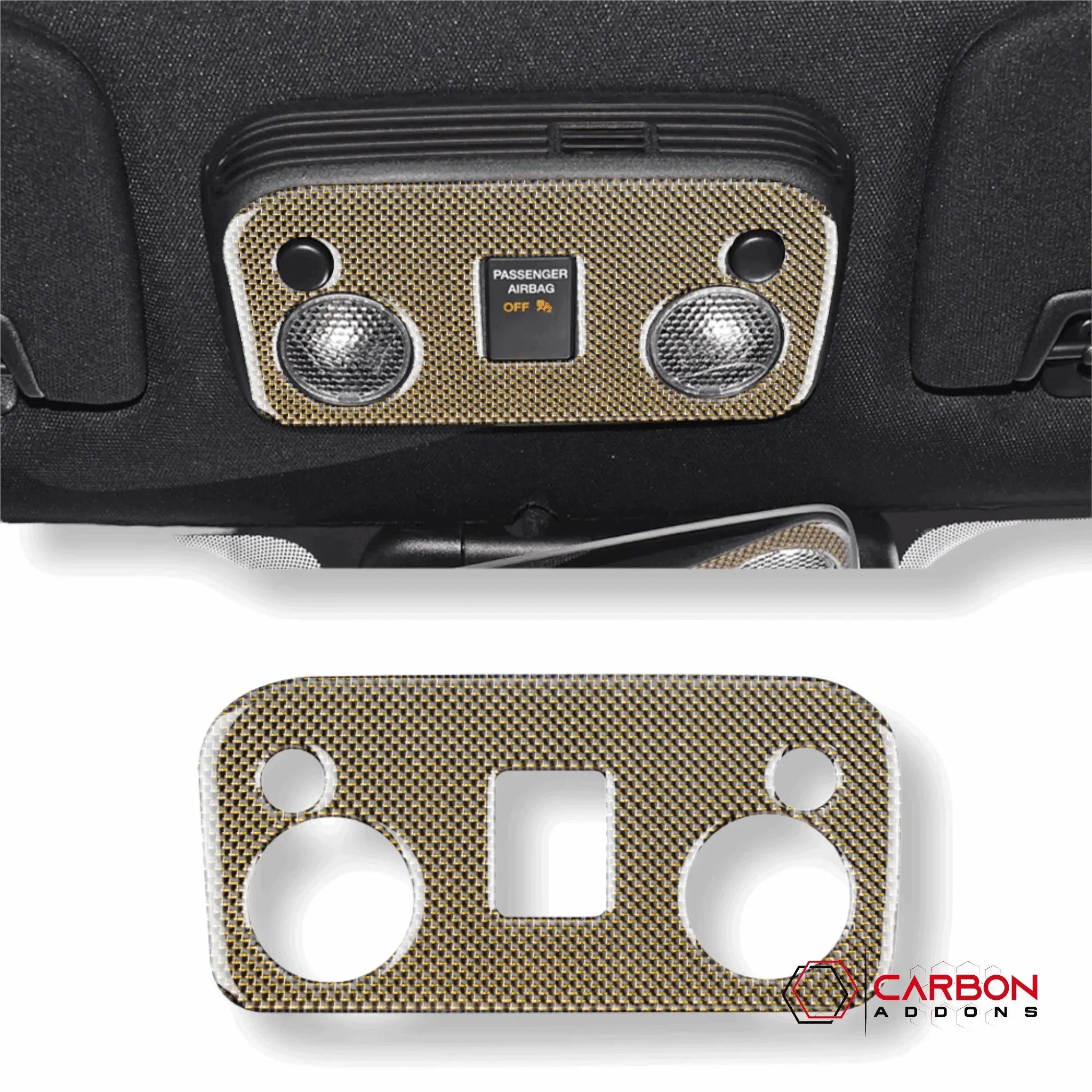 Carbon Fiber Overhead Dome Light Trim Overlay for Ford Mustang 2015-2023 - carbonaddons Carbon Fiber Parts, Accessories, Upgrades, Mods