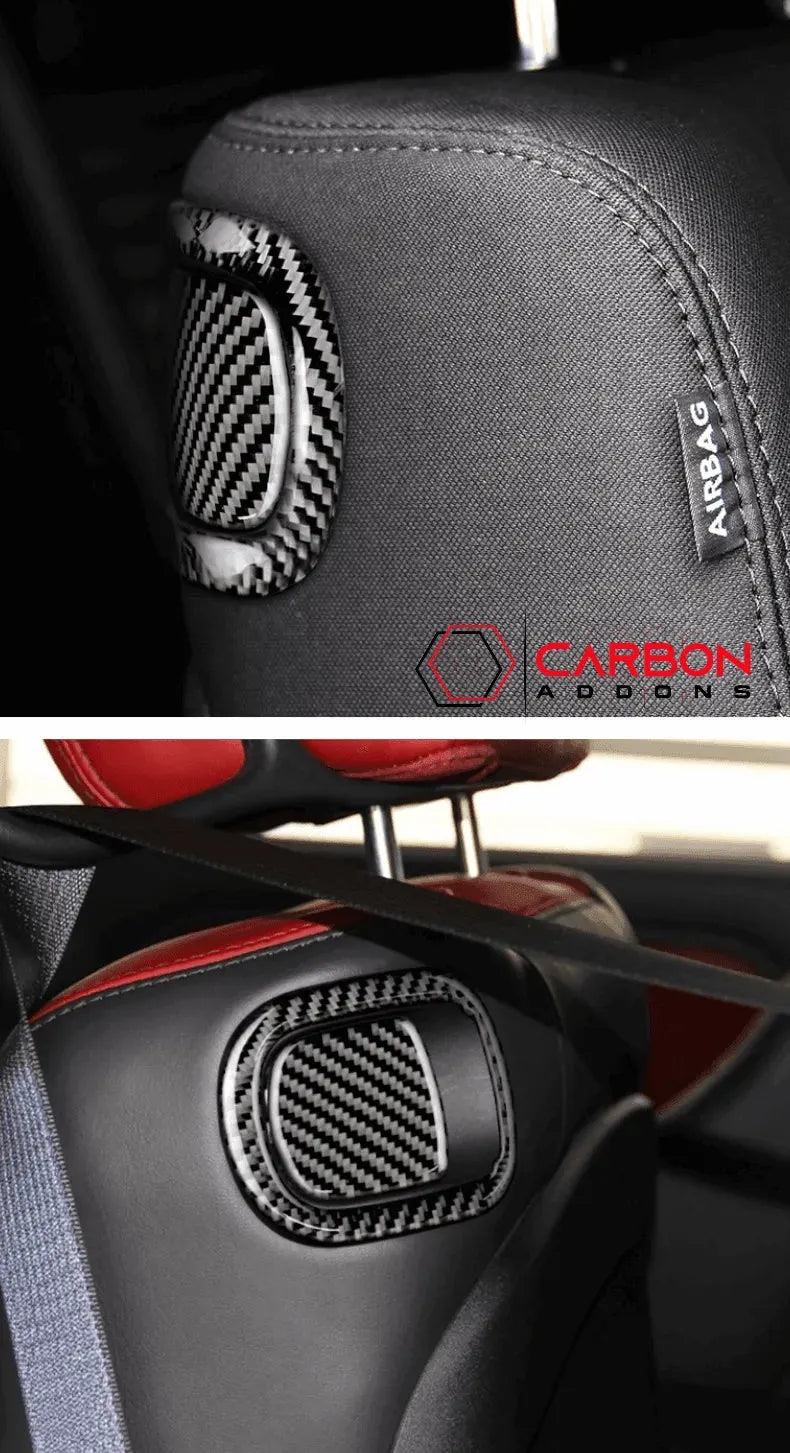 Carbon Fiber Rear Seat Pull Trim and Handle Overlay for Dodge Challenger 2015-2023 - carbonaddons Carbon Fiber Parts, Accessories, Upgrades, Mods