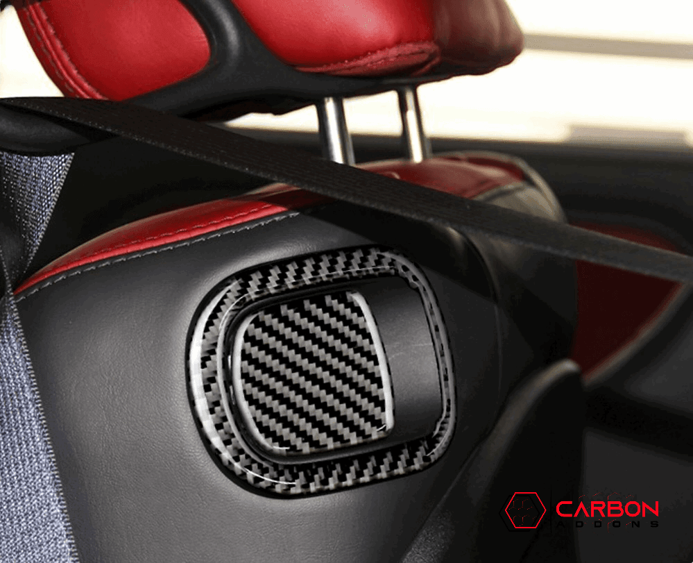 Carbon Fiber Rear Seat Pull Trim and Handle Overlay for Dodge Challenger 2015-2023 - carbonaddons Carbon Fiber Parts, Accessories, Upgrades, Mods