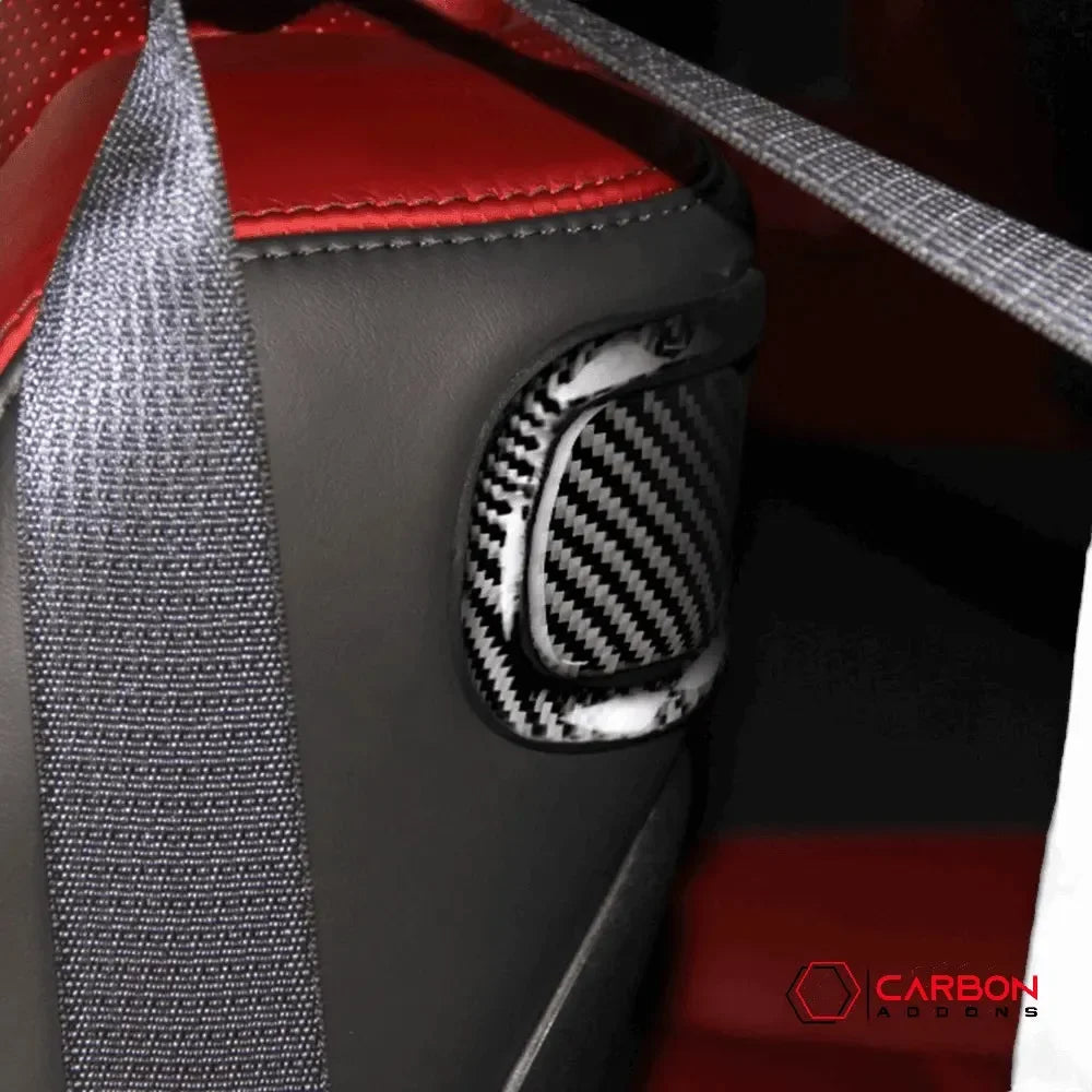 Carbon Fiber Rear Seat Pull Trim and Handle Overlay for Dodge Challenger 2015-2023 - carbonaddons Carbon Fiber Parts, Accessories, Upgrades, Mods