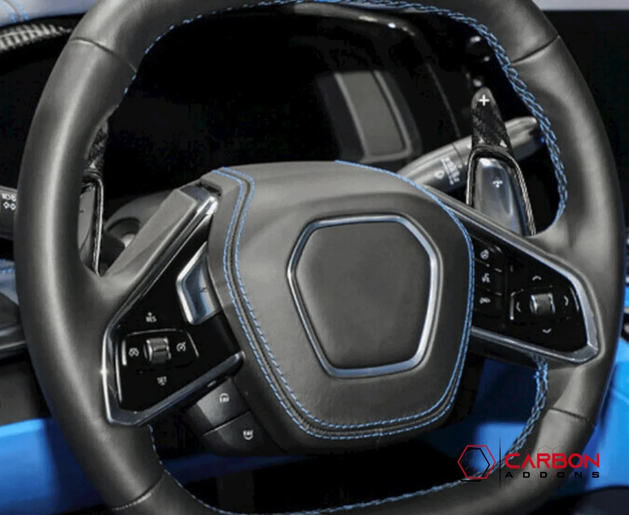 Carbon Fiber Steering Wheel Paddle Shifter Extension for Chevy C8 Corvette - carbonaddons Carbon Fiber Parts, Accessories, Upgrades, Mods