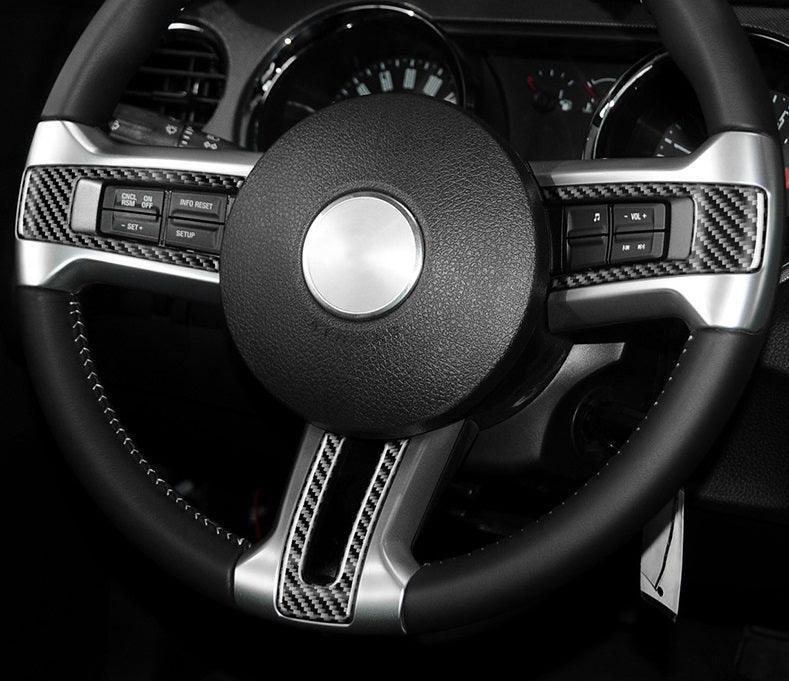 Carbon Fiber Steering Wheel Trim Interior Overlay For Ford Mustang 2010-2014 - carbonaddons Carbon Fiber Parts, Accessories, Upgrades, Mods