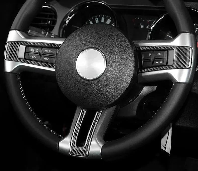 Real carbon fiber steering wheel trim for American muscle cars like Mustang, Camaro, Charger