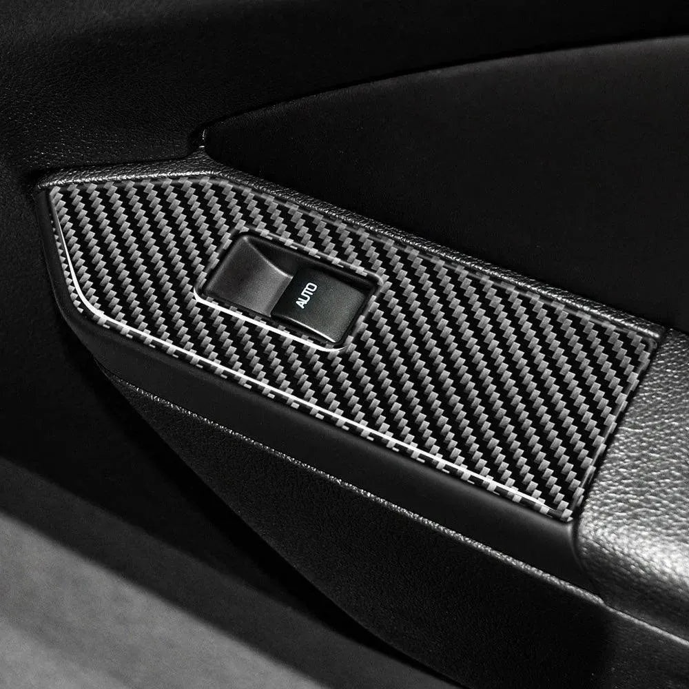 Carbon Fiber Window Switch Control Trim Interior Overlay Kit For Ford Mustang 2010-2014 - carbonaddons Carbon Fiber Parts, Accessories, Upgrades, Mods