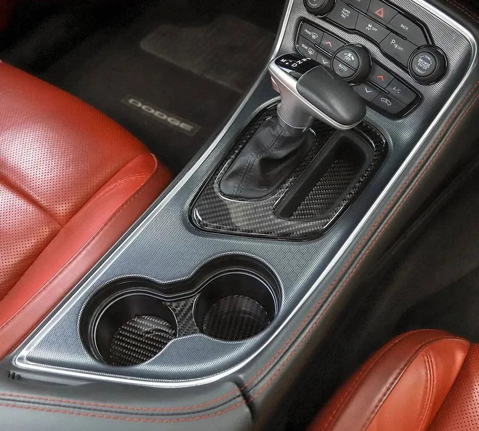 Carbonaddons Real Carbon Fiber Center Console Overlay Kit for Dodge Challenger 2015-2023 - carbonaddons Carbon Fiber Parts, Accessories, Upgrades, Mods