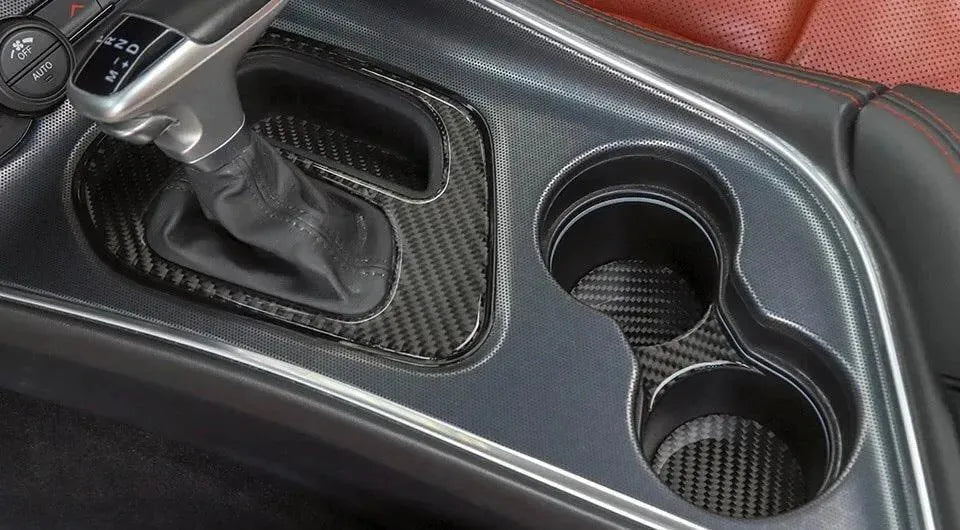 Carbonaddons Real Carbon Fiber Center Console Overlay Kit for Dodge Challenger 2015-2023 - carbonaddons Carbon Fiber Parts, Accessories, Upgrades, Mods