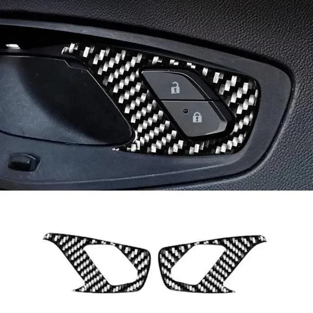 Real carbon fiber door panel trim for Chevy Camaro, Mustang, or Charger interior upgrade