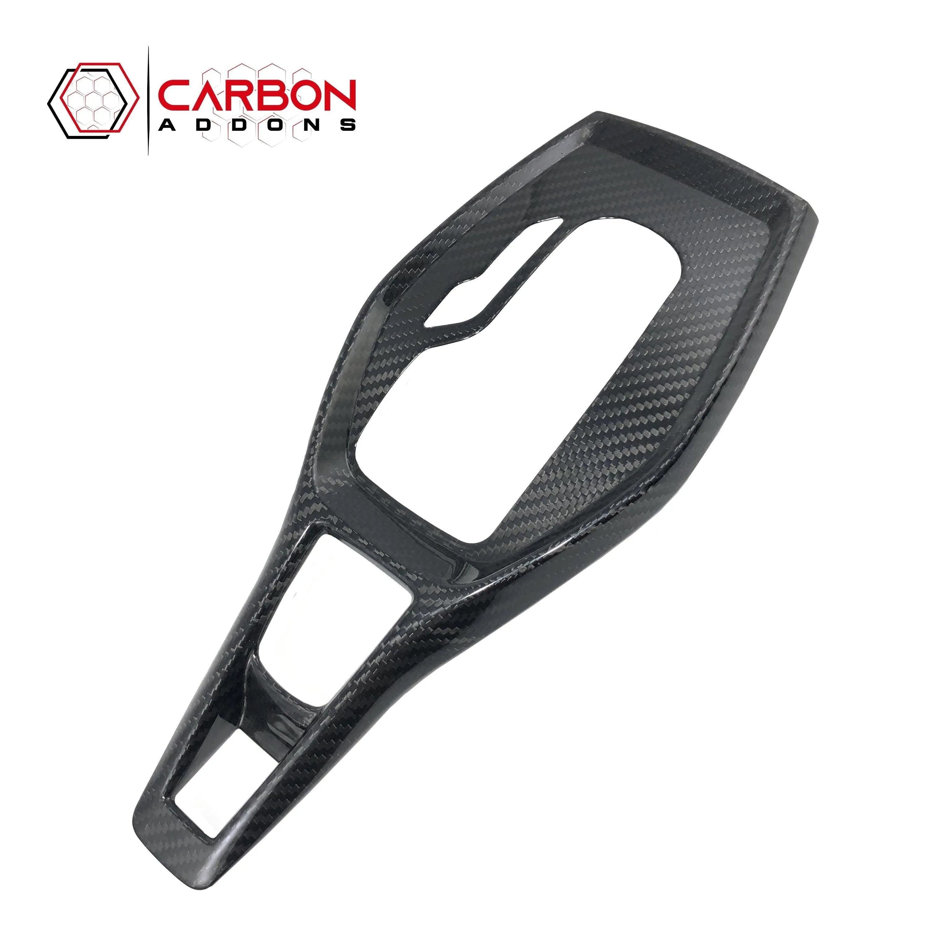 Chevy Camaro 2016-2024 Real Carbon Fiber Gear Shift Chrome Trim Delete Cover - carbonaddons Carbon Fiber Parts, Accessories, Upgrades, Mods