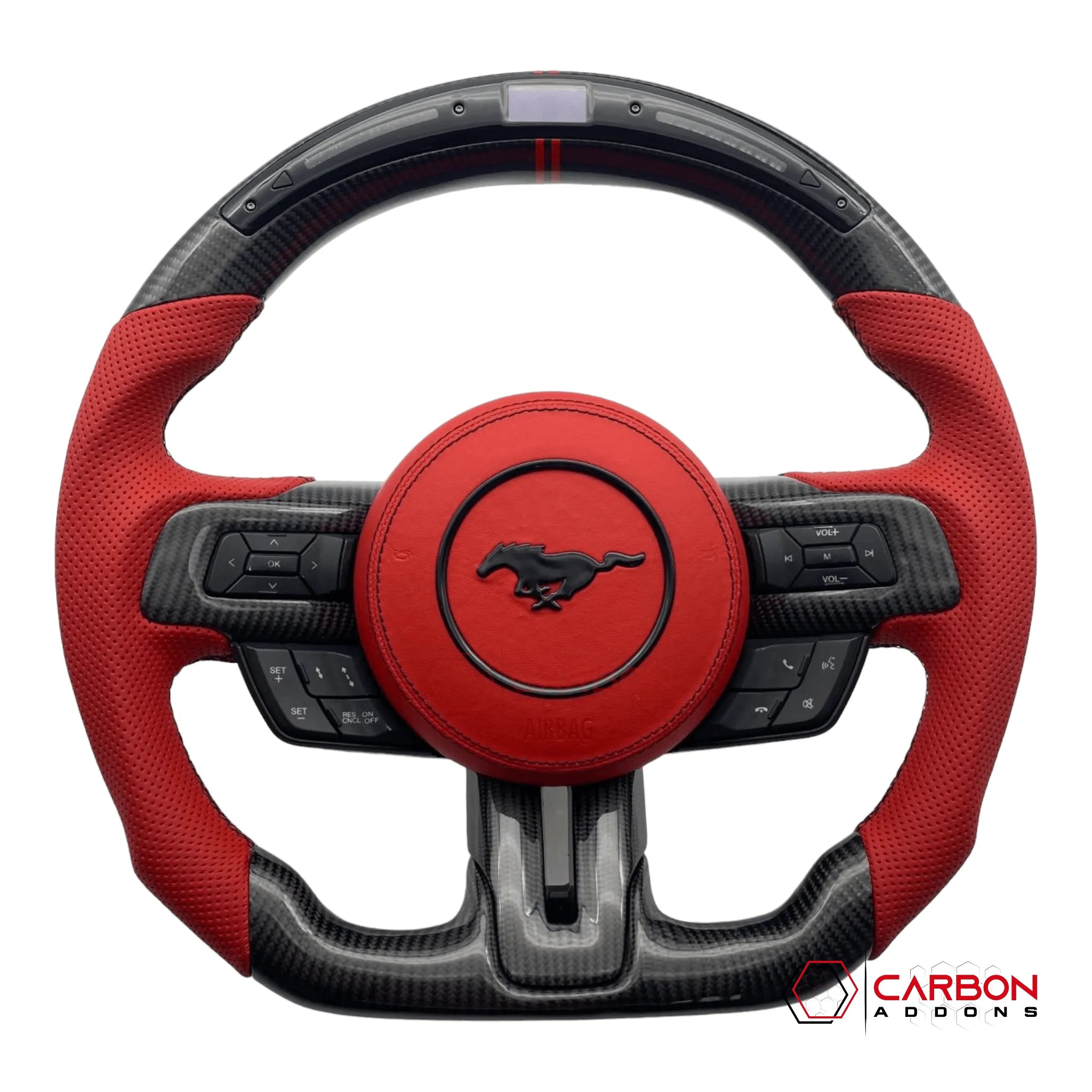 Custom Steering Wheel Airbag Housing for 2015-2023 Ford Mustang - carbonaddons Carbon Fiber Parts, Accessories, Upgrades, Mods