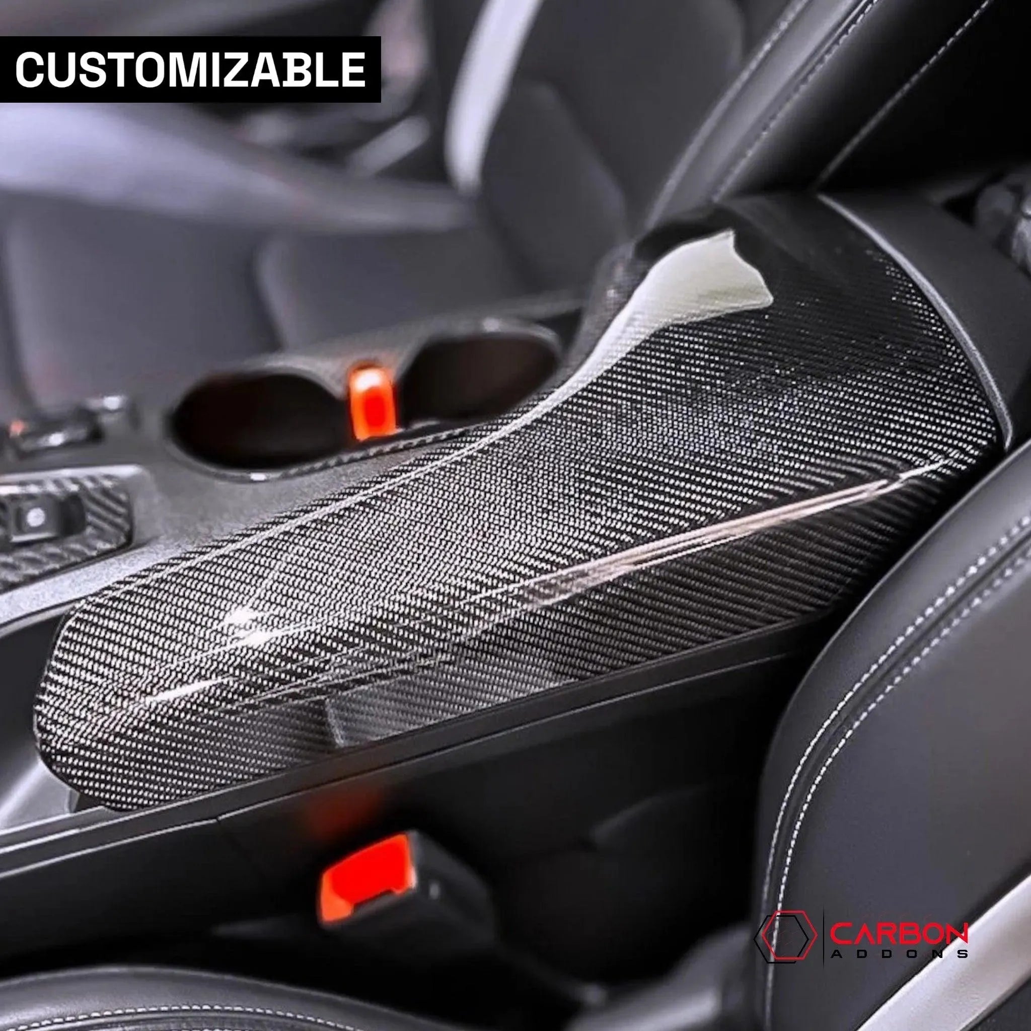 Customizable 2016-2024 Camaro Carbon Fiber Center Console Arm Rest - carbonaddons Carbon Fiber Parts, Accessories, Upgrades, Mods