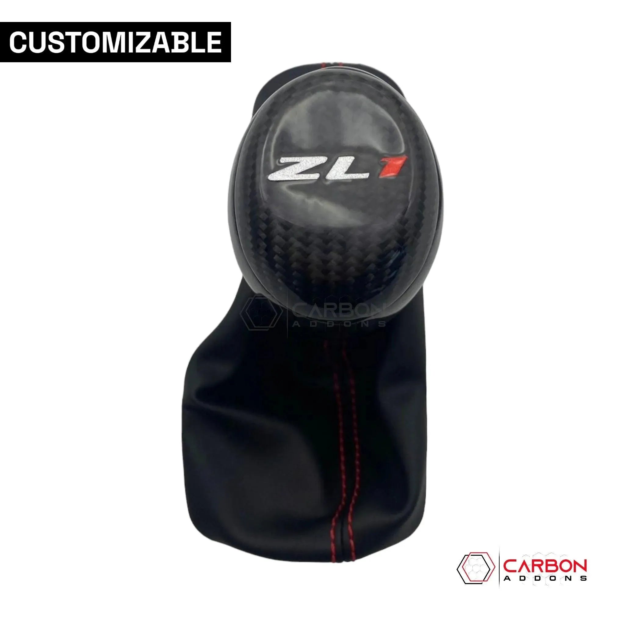 Customizable Carbon Fiber Automatic Shift Knob for 2016-2024 Chevy Camaro - carbonaddons Carbon Fiber Parts, Accessories, Upgrades, Mods