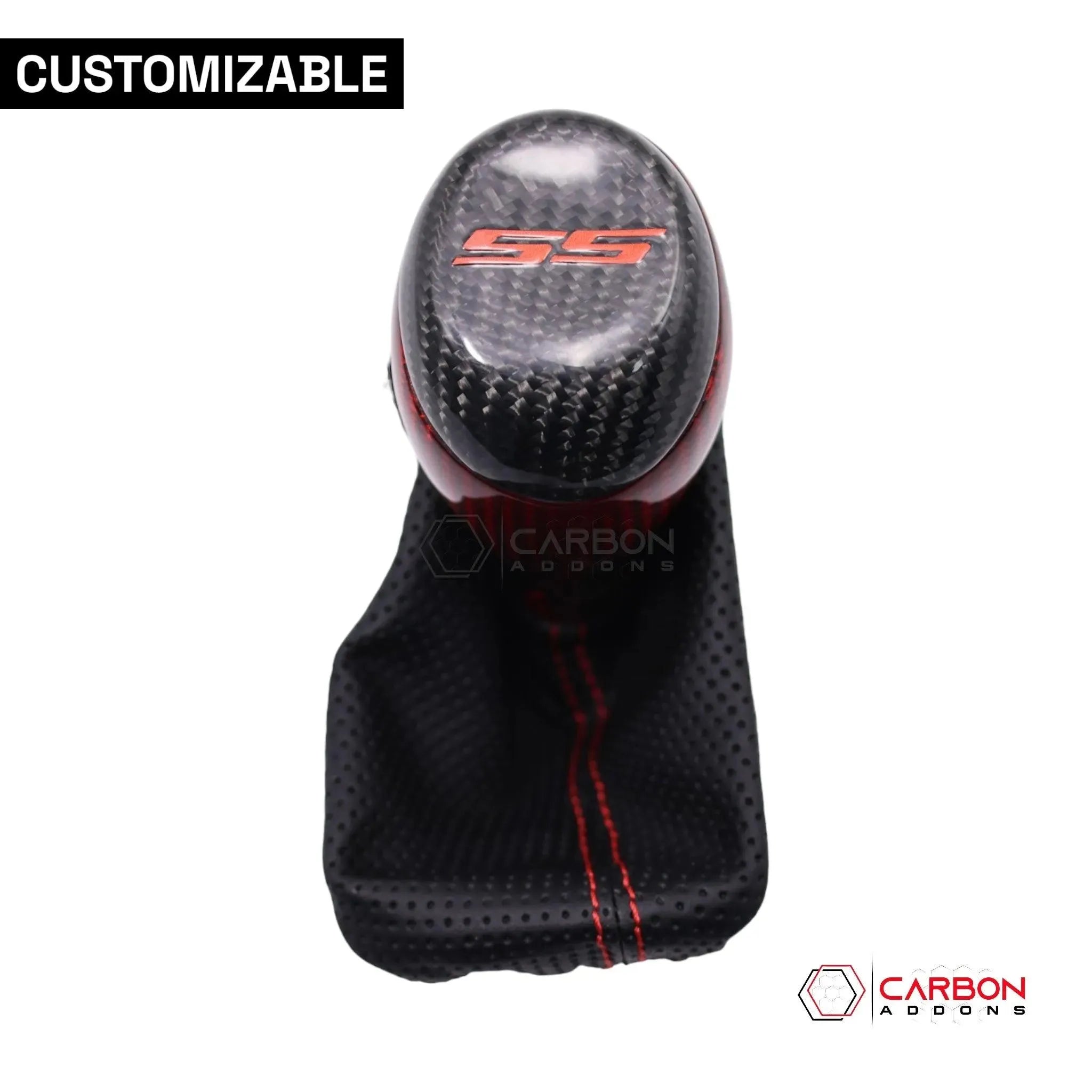 Customizable Carbon Fiber Automatic Shift Knob for 2016-2024 Chevy Camaro - carbonaddons Carbon Fiber Parts, Accessories, Upgrades, Mods