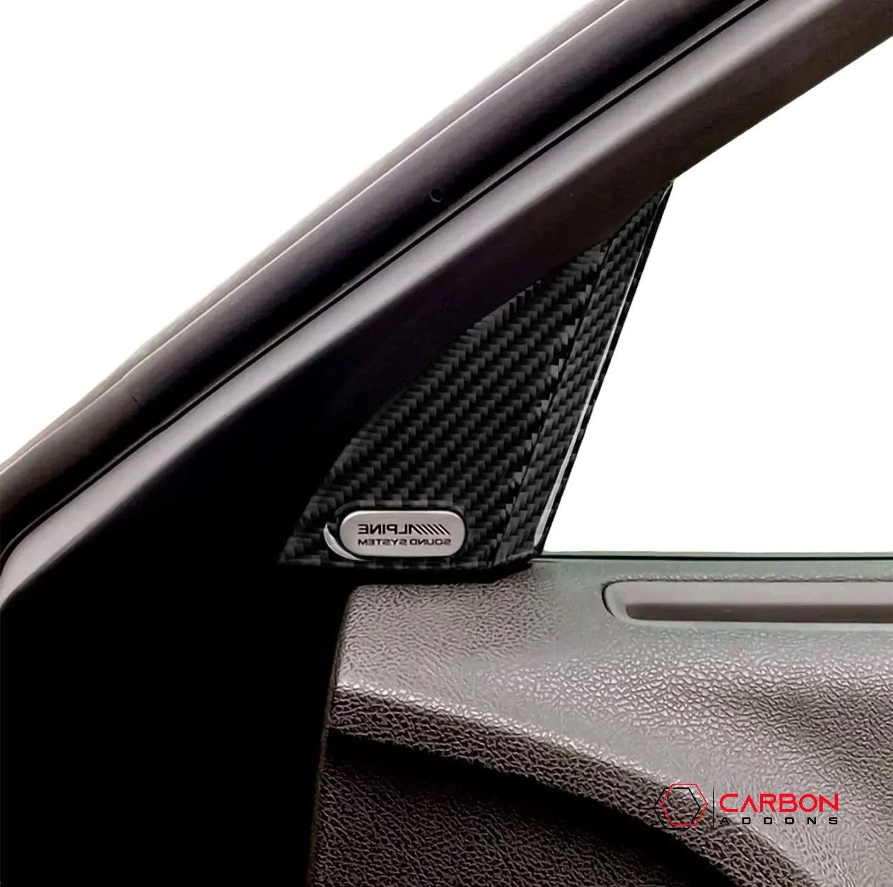 Dodge Charger 2015-2023 Carbon Fiber Door A Pillar Trim Overlay - carbonaddons Carbon Fiber Parts, Accessories, Upgrades, Mods