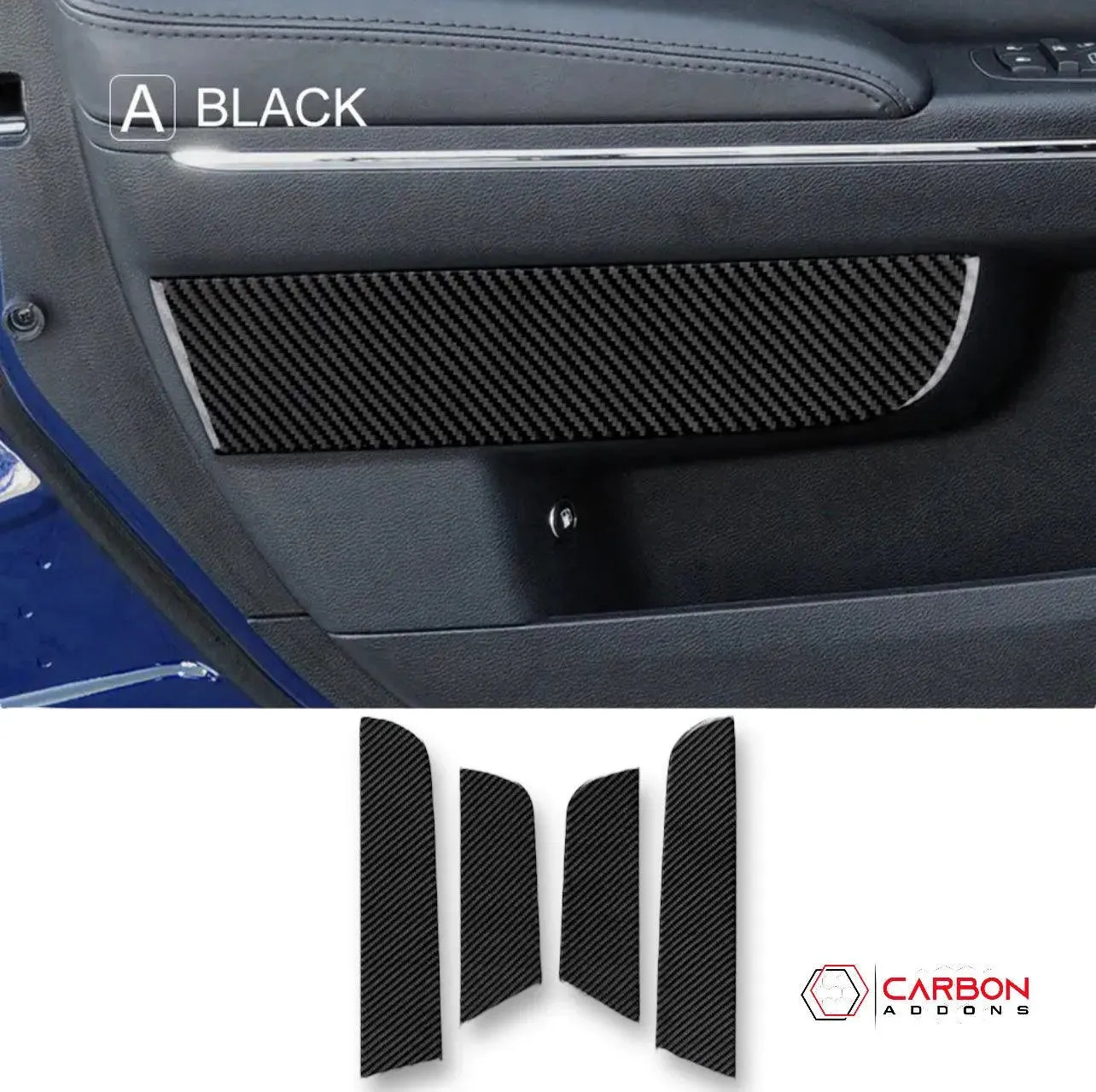 Dodge Charger 2015-2023 Carbon Fiber Door Panel Trim Overlay - carbonaddons Carbon Fiber Parts, Accessories, Upgrades, Mods