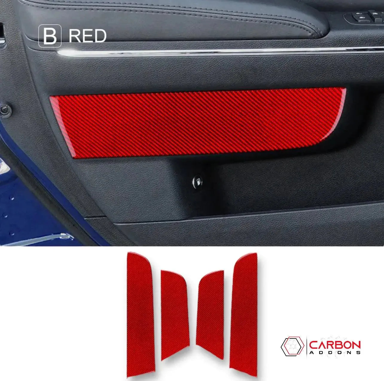 Dodge Charger 2015-2023 Carbon Fiber Door Panel Trim Overlay - carbonaddons Carbon Fiber Parts, Accessories, Upgrades, Mods