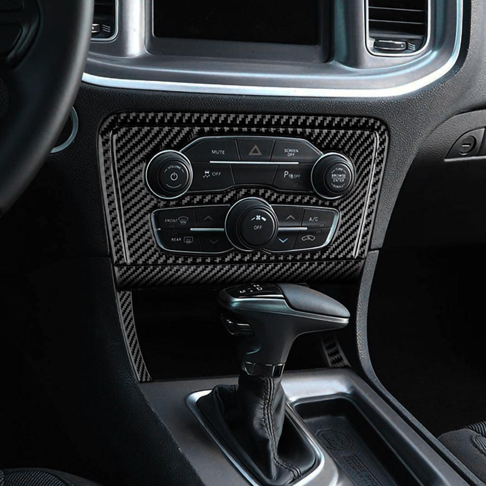 Dodge Charger 2015-2023 Carbon Fiber Multimedia Radio Button Trim Overlay - carbonaddons Carbon Fiber Parts, Accessories, Upgrades, Mods