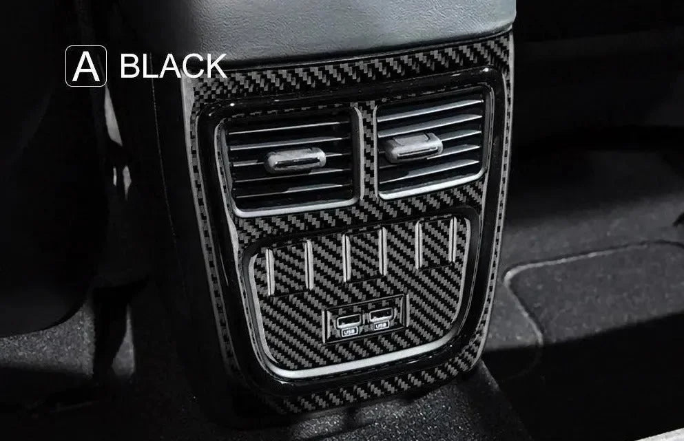 Dodge Charger 2015-2023 Carbon Fiber Rear Center Console AC Vent Trim Overlay - carbonaddons Carbon Fiber Parts, Accessories, Upgrades, Mods