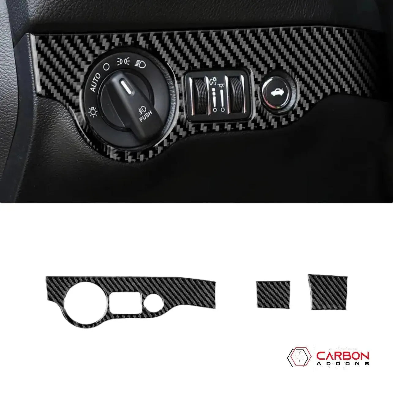 Dodge Charger 2015-2023 Headlight and Trunk Release Button Trim Overlay - carbonaddons Carbon Fiber Parts, Accessories, Upgrades, Mods