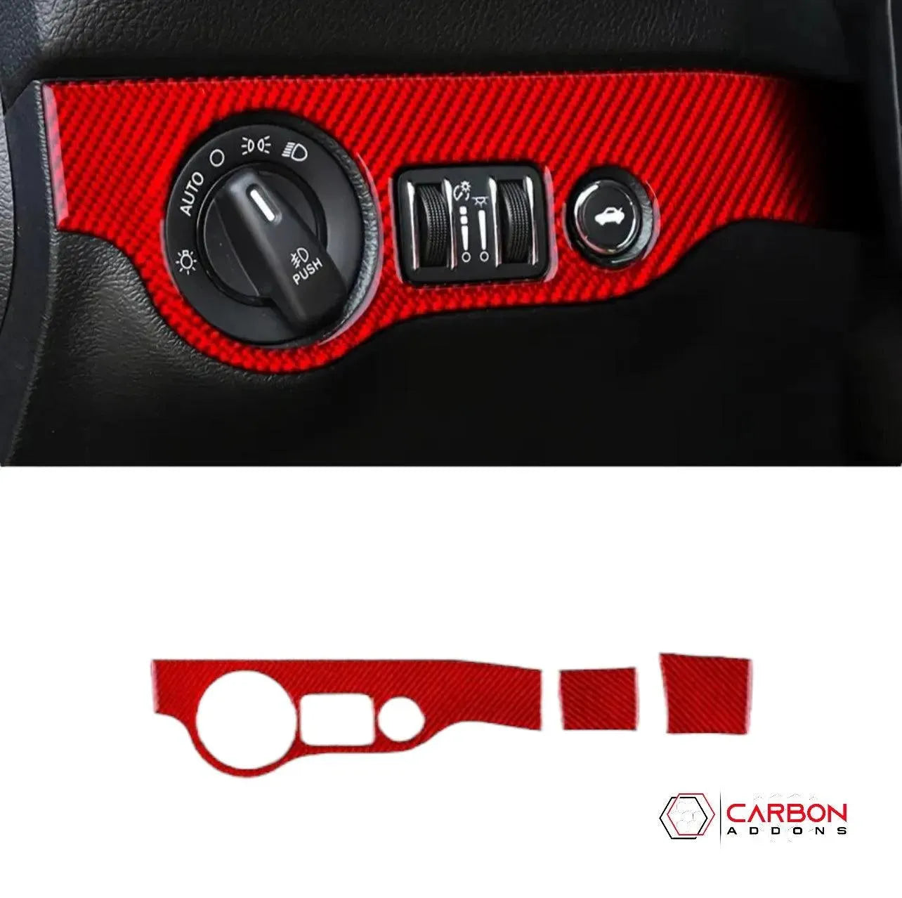 Dodge Charger 2015-2023 Headlight and Trunk Release Button Trim Overlay - carbonaddons Carbon Fiber Parts, Accessories, Upgrades, Mods