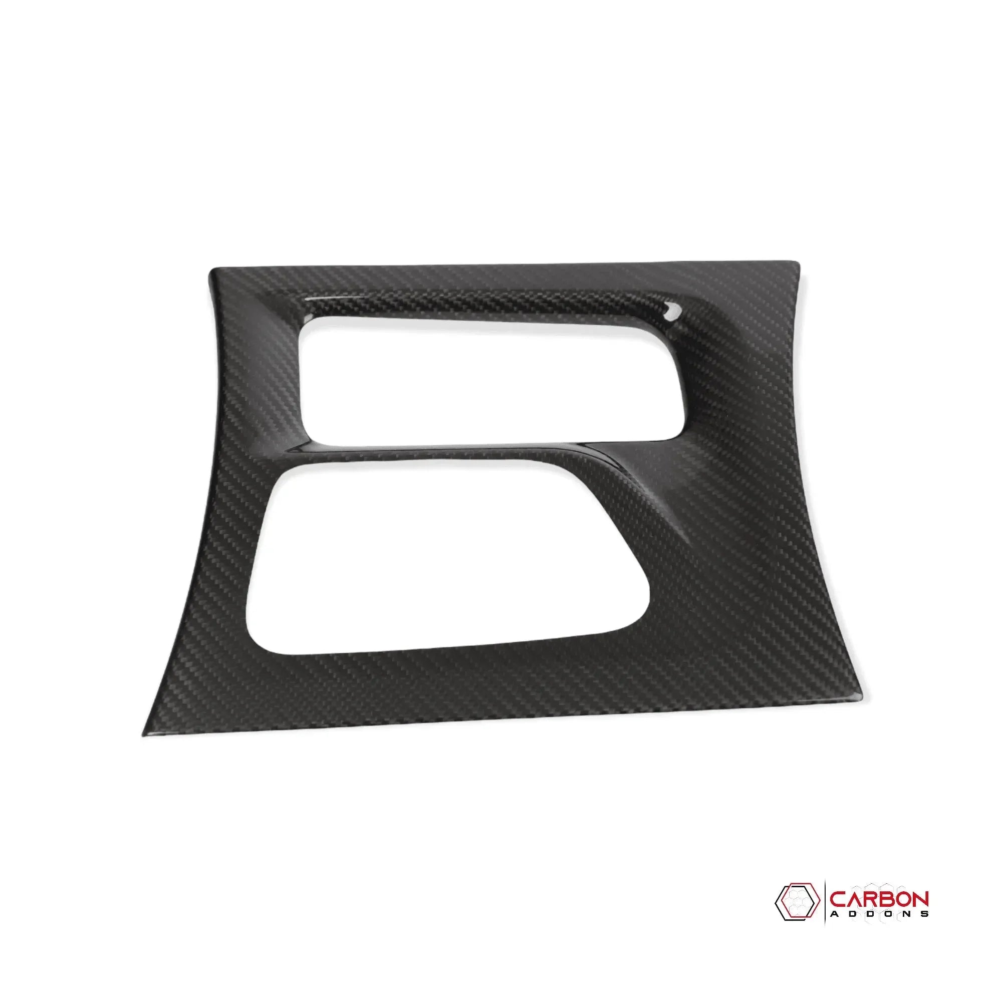 Real carbon fiber interior trim panel for American vehicles, featuring sleek 2-tone design and precise cutouts.