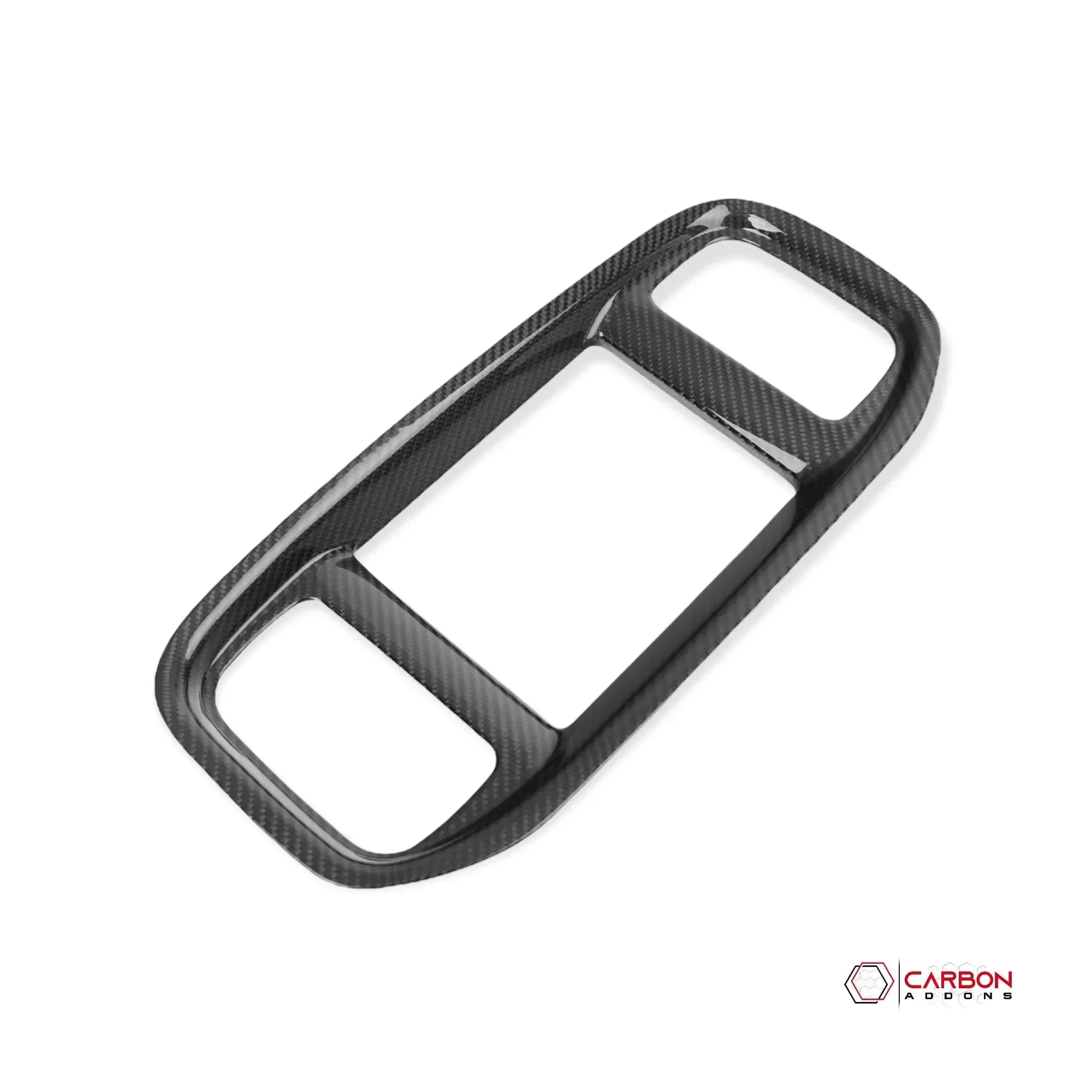 Real carbon fiber interior trim panel for American vehicles, glossy finish with precise cutouts