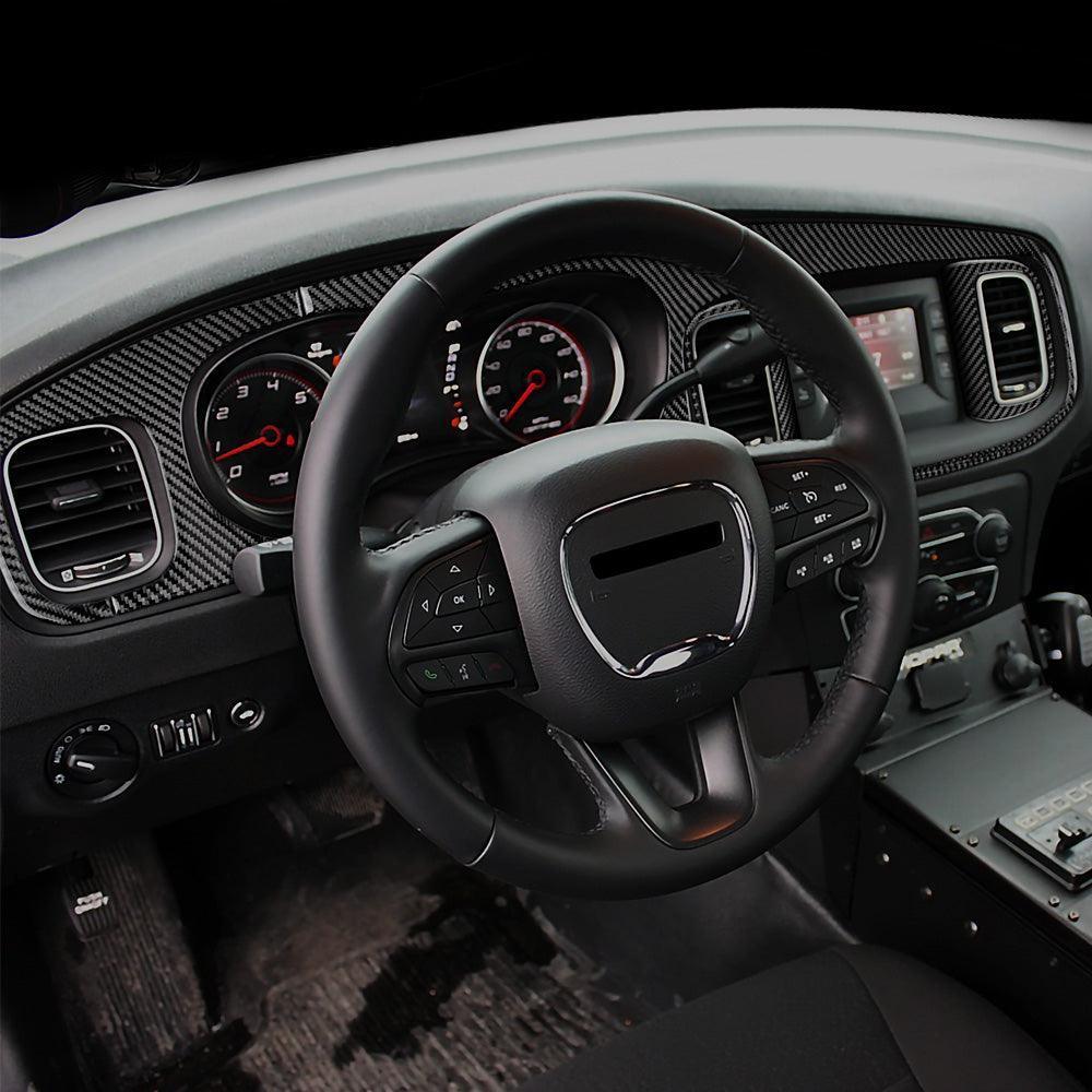 Dodge Charger 2015-2023 Real Carbon Fiber Full Dash Trim Kit Overlay - carbonaddons Carbon Fiber Parts, Accessories, Upgrades, Mods