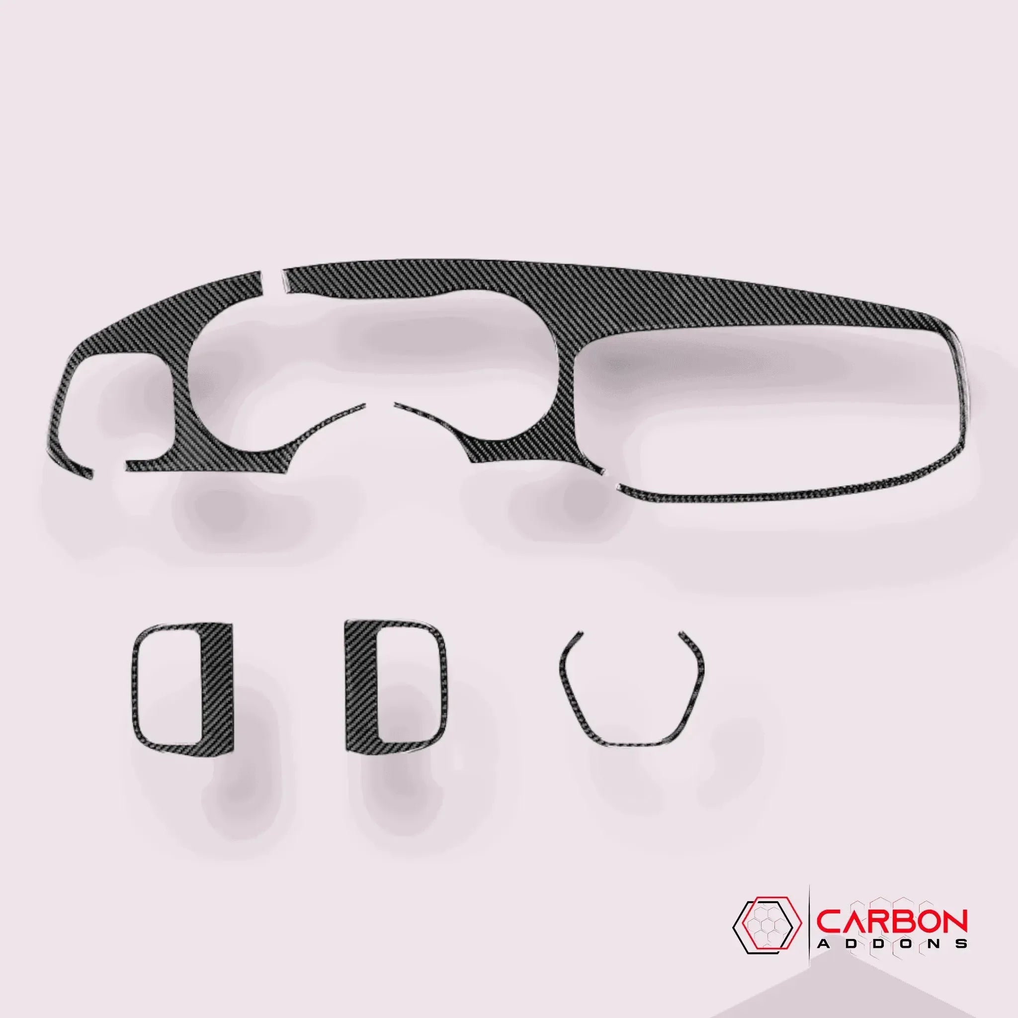 Real carbon fiber interior trim kit for American vehicles, precision-cut dashboard and accent pieces
