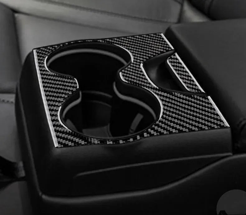 Dodge Charger 2015-2023 Real Carbon Fiber Rear Seat Center Armrest Trim Overlay - carbonaddons Carbon Fiber Parts, Accessories, Upgrades, Mods