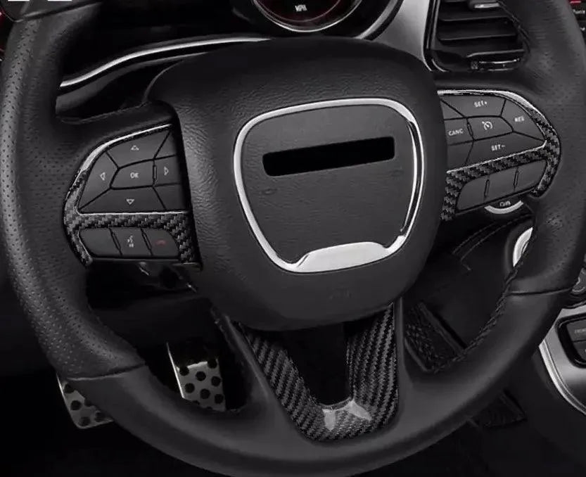Dodge Charger Challenger Durango 2015-2023 Carbon Fiber Steering Wheel Trim Cover - carbonaddons Carbon Fiber Parts, Accessories, Upgrades, Mods