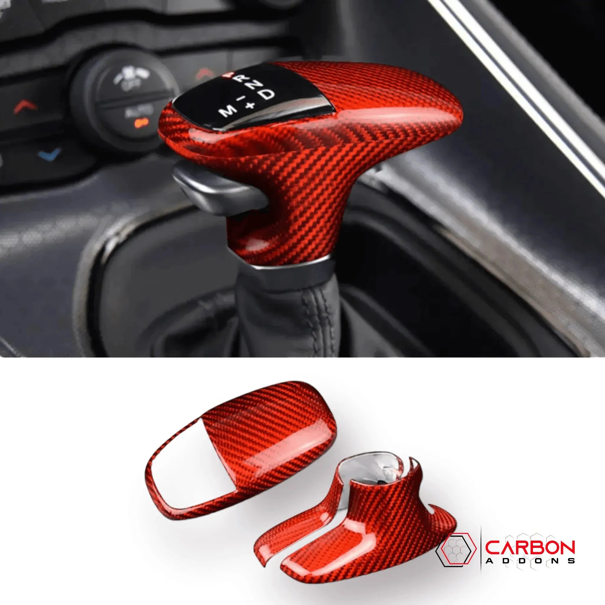Dodge Charger/Challenger/Durango 2015-2023 Carbon Fiber Shift Knob Covers - carbonaddons Carbon Fiber Parts, Accessories, Upgrades, Mods