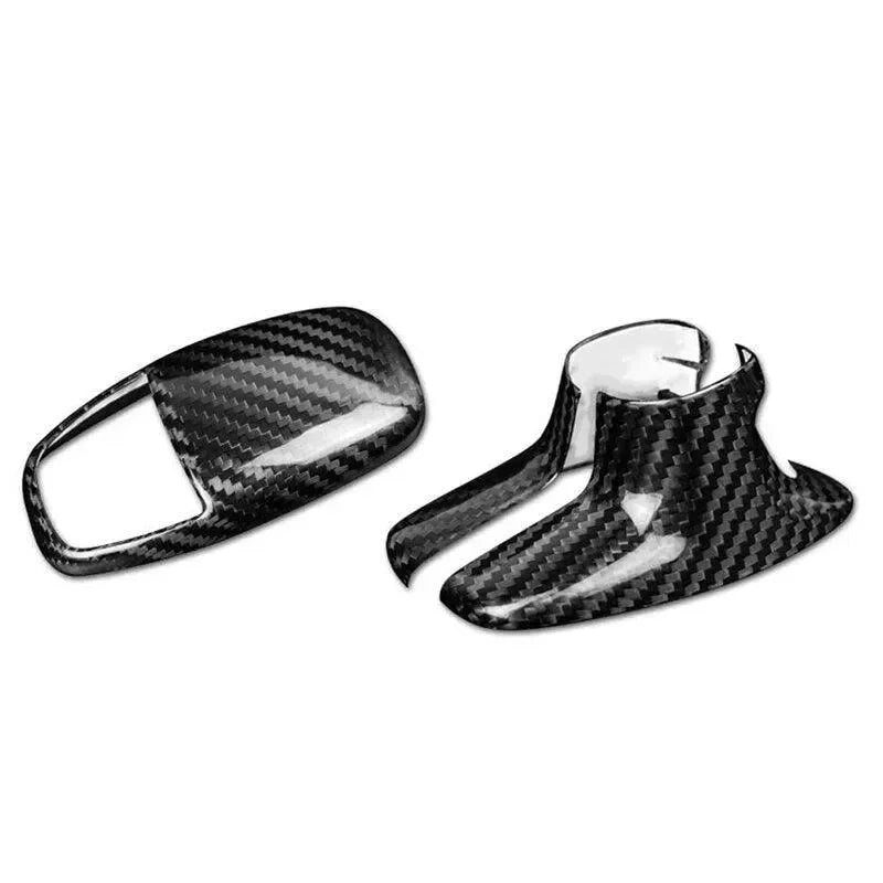 Real carbon fiber door handle covers for American vehicles, sleek black weave finish
