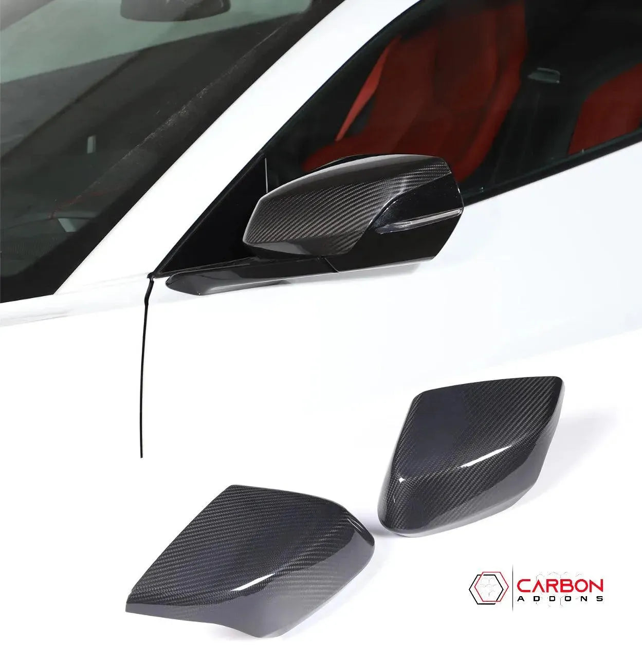 Exterior Carbon Fiber Mirror Covers | 2020-2024 C8 Corvette - Pair - carbonaddons Carbon Fiber Parts, Accessories, Upgrades, Mods