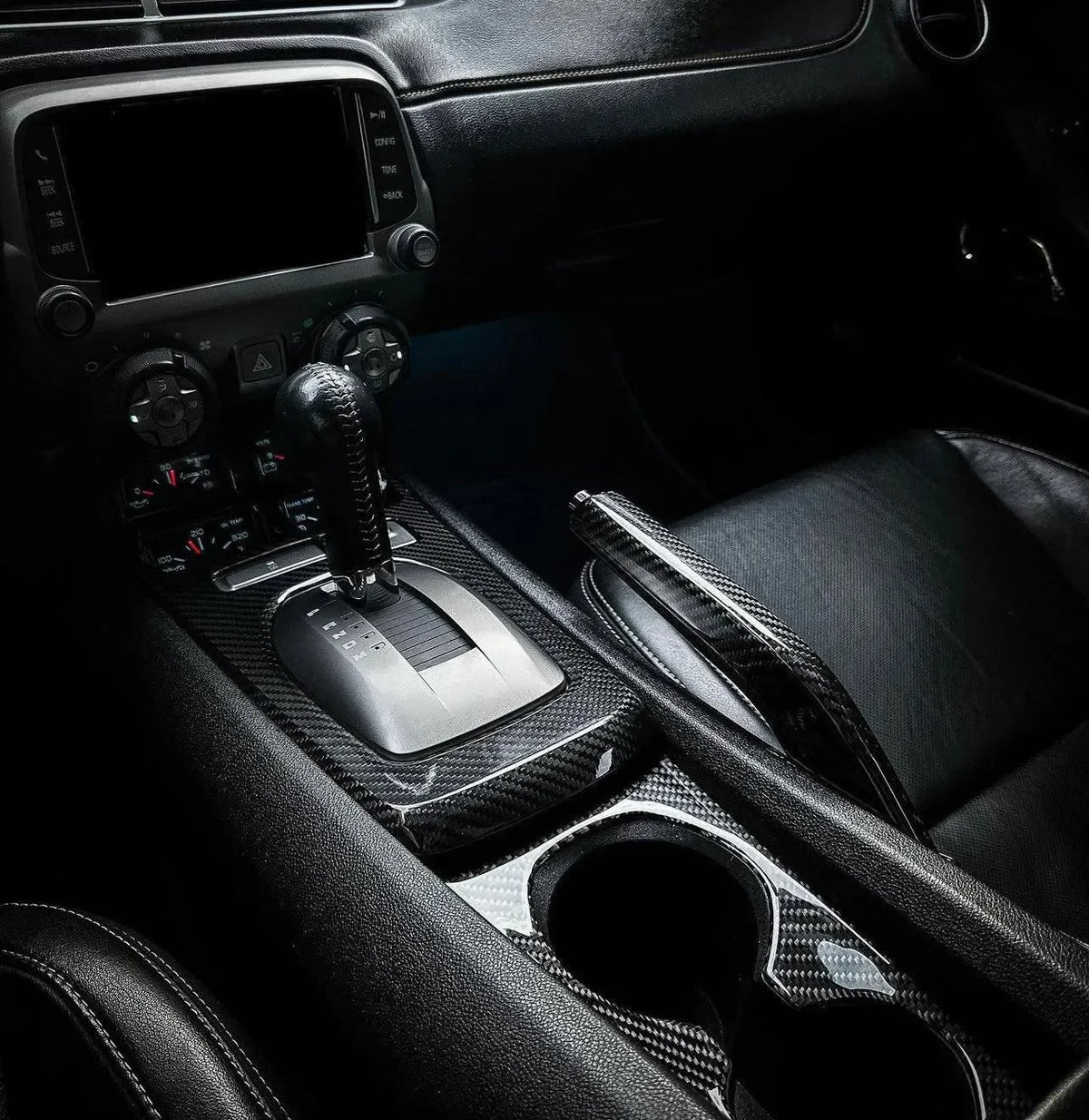 Interior Carbon Fiber Center Console Cover for 2010-2015 Chevy Camaro - carbonaddons Carbon Fiber Parts, Accessories, Upgrades, Mods