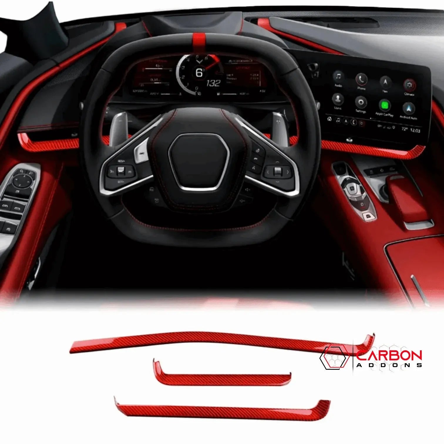 Interior Dash Trim Carbon Fiber Cover Kit | 2020-2023 C8 Corvette - carbonaddons Carbon Fiber Parts, Accessories, Upgrades, Mods