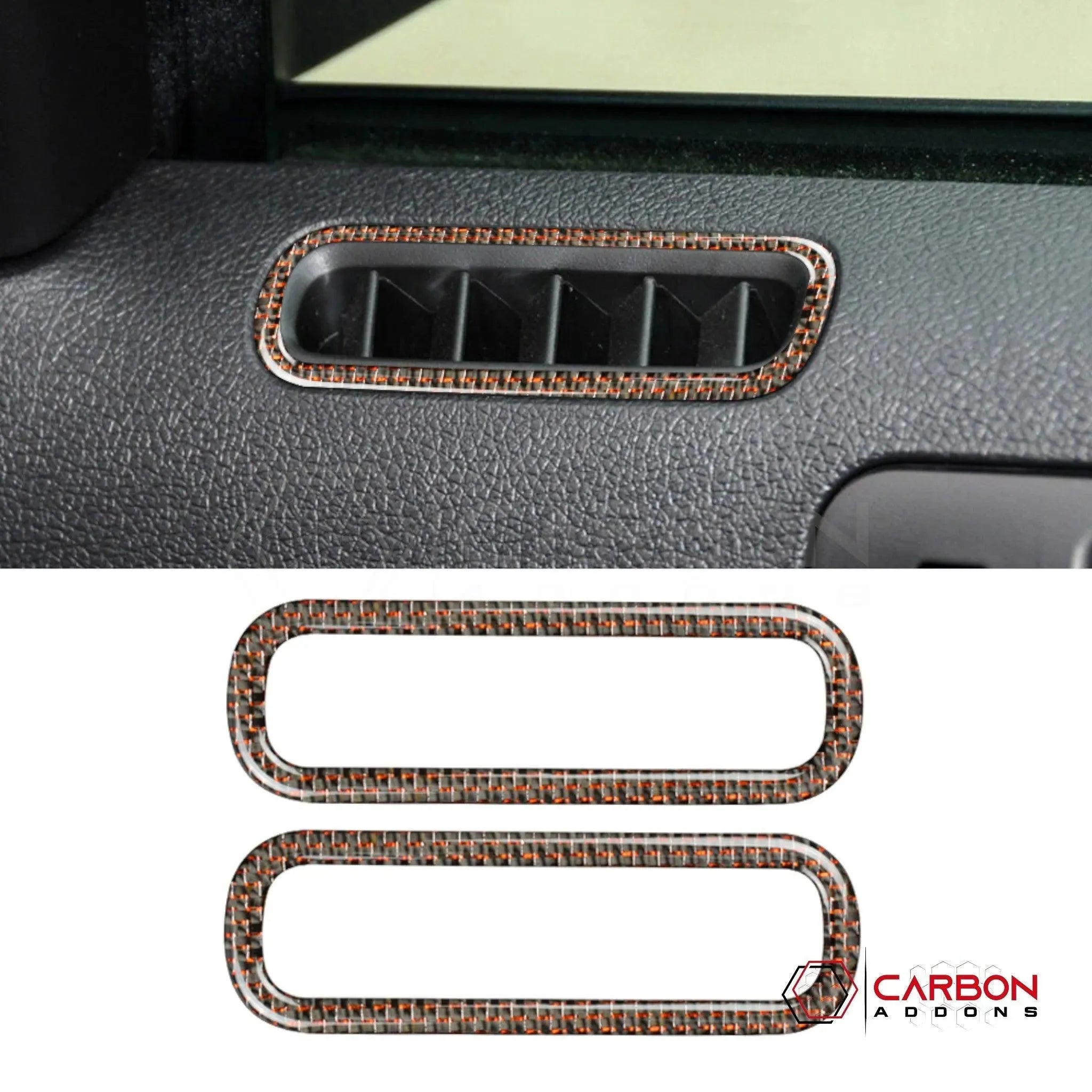 Mustang 2010-2014 Reflective Carbon Fiber Door AC Vent Trim Overlay - carbonaddons Carbon Fiber Parts, Accessories, Upgrades, Mods