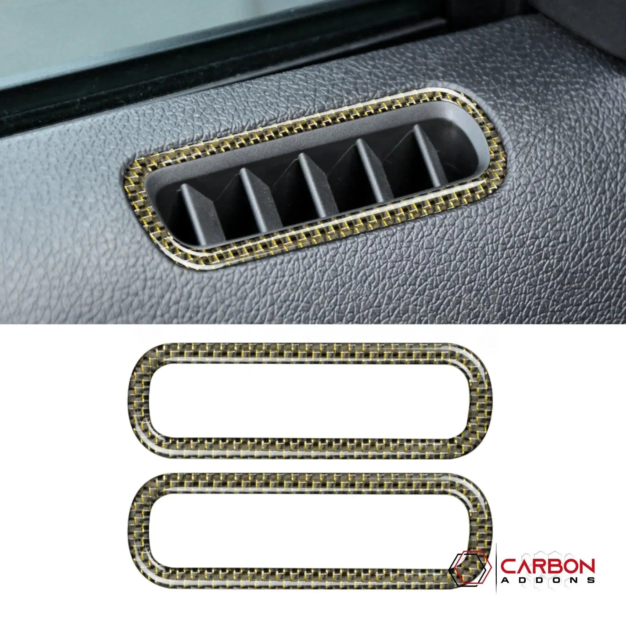 Mustang 2010-2014 Reflective Carbon Fiber Door AC Vent Trim Overlay - carbonaddons Carbon Fiber Parts, Accessories, Upgrades, Mods