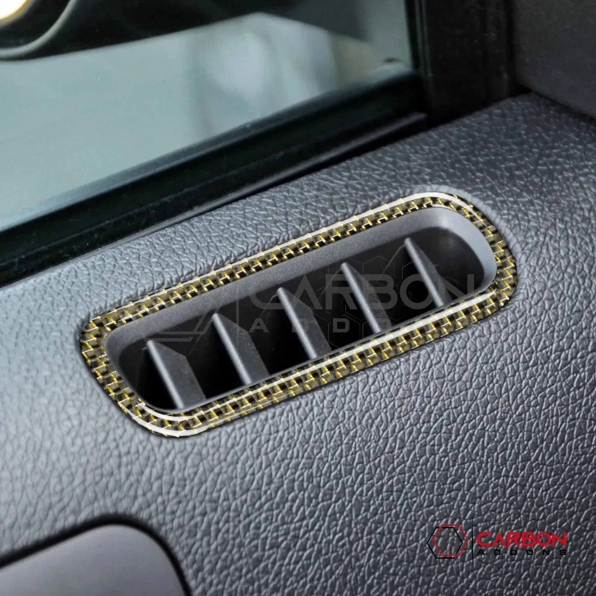 Mustang 2010-2014 Reflective Carbon Fiber Door AC Vent Trim Overlay - carbonaddons Carbon Fiber Parts, Accessories, Upgrades, Mods