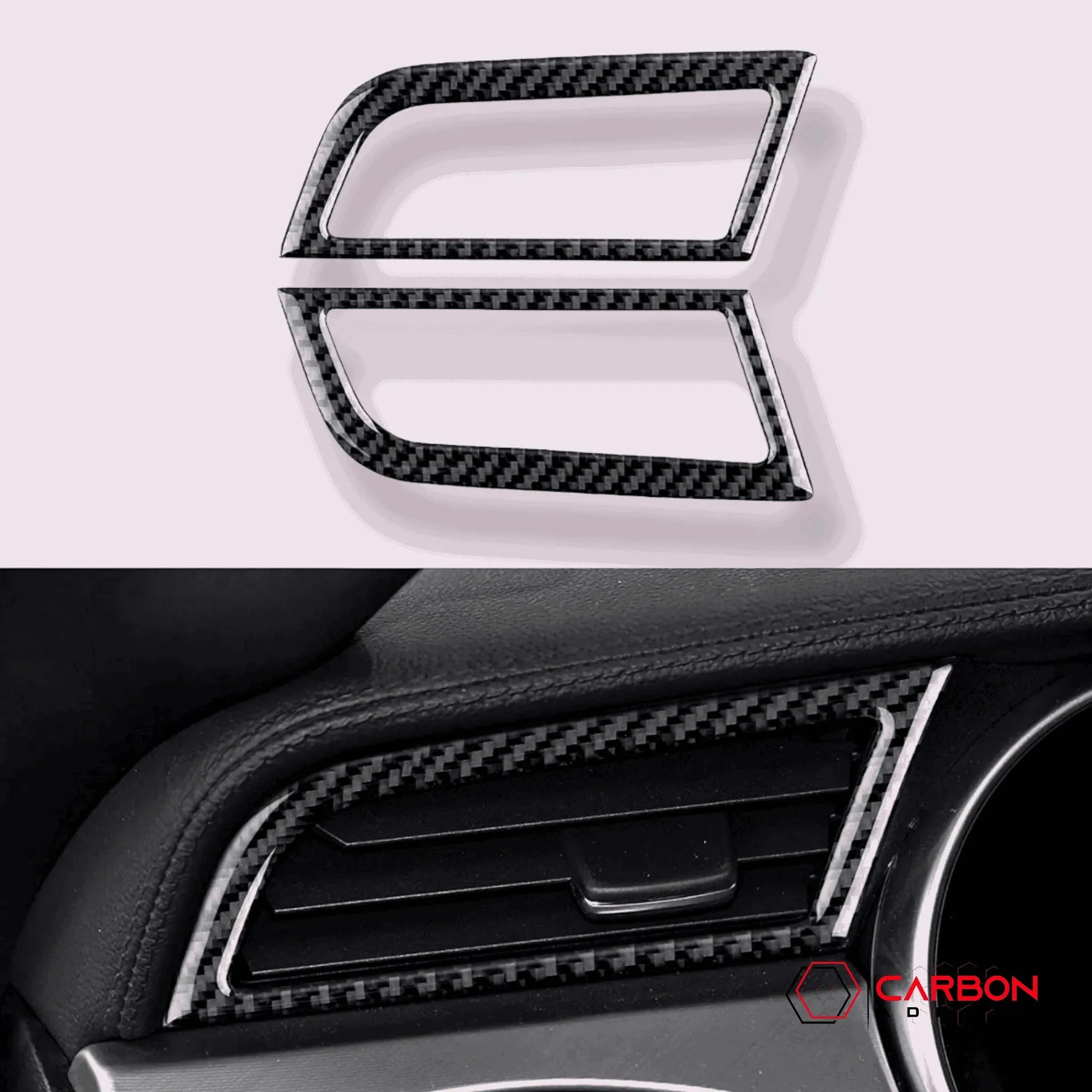 Mustang 2015-2023 Carbon Fiber AC Outlet Trim Overlays - carbonaddons Carbon Fiber Parts, Accessories, Upgrades, Mods