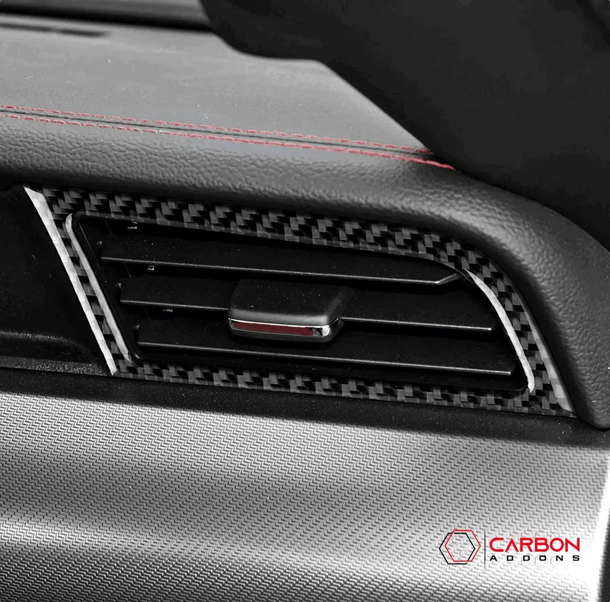 Mustang 2015-2023 Carbon Fiber AC Outlet Trim Overlays - carbonaddons Carbon Fiber Parts, Accessories, Upgrades, Mods