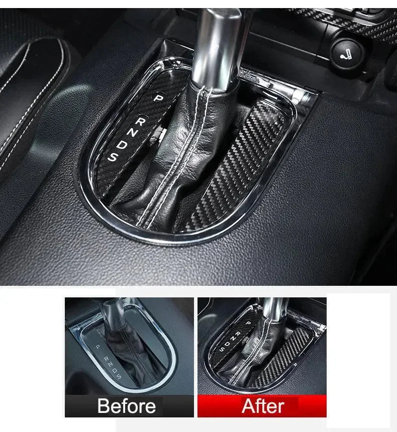 Mustang 2015-2023 Carbon Fiber Automatic Gear Shift Bezel Cover - carbonaddons Carbon Fiber Parts, Accessories, Upgrades, Mods