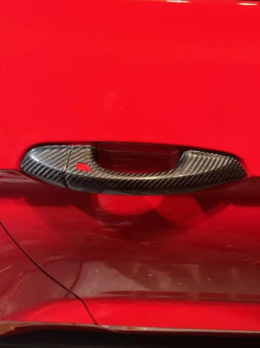 Mustang 2015-2023 Carbon Fiber Exterior Door Handle Covers - carbonaddons Carbon Fiber Parts, Accessories, Upgrades, Mods