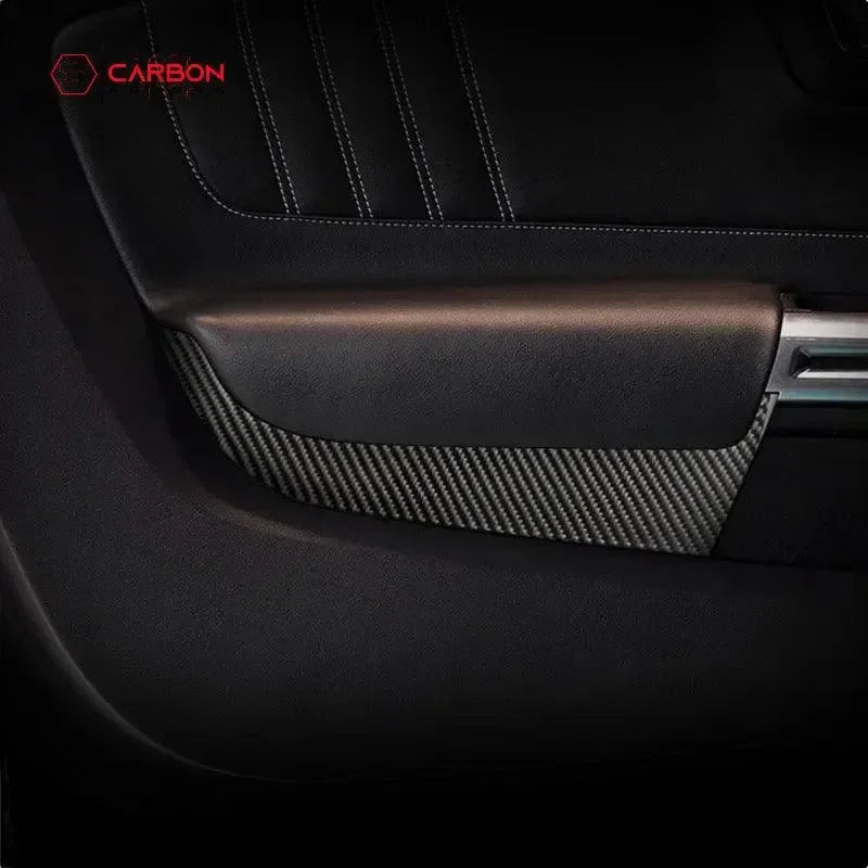 Mustang 2015-2023 Carbon Fiber Front Door Panel Trim Overlay - carbonaddons Carbon Fiber Parts, Accessories, Upgrades, Mods