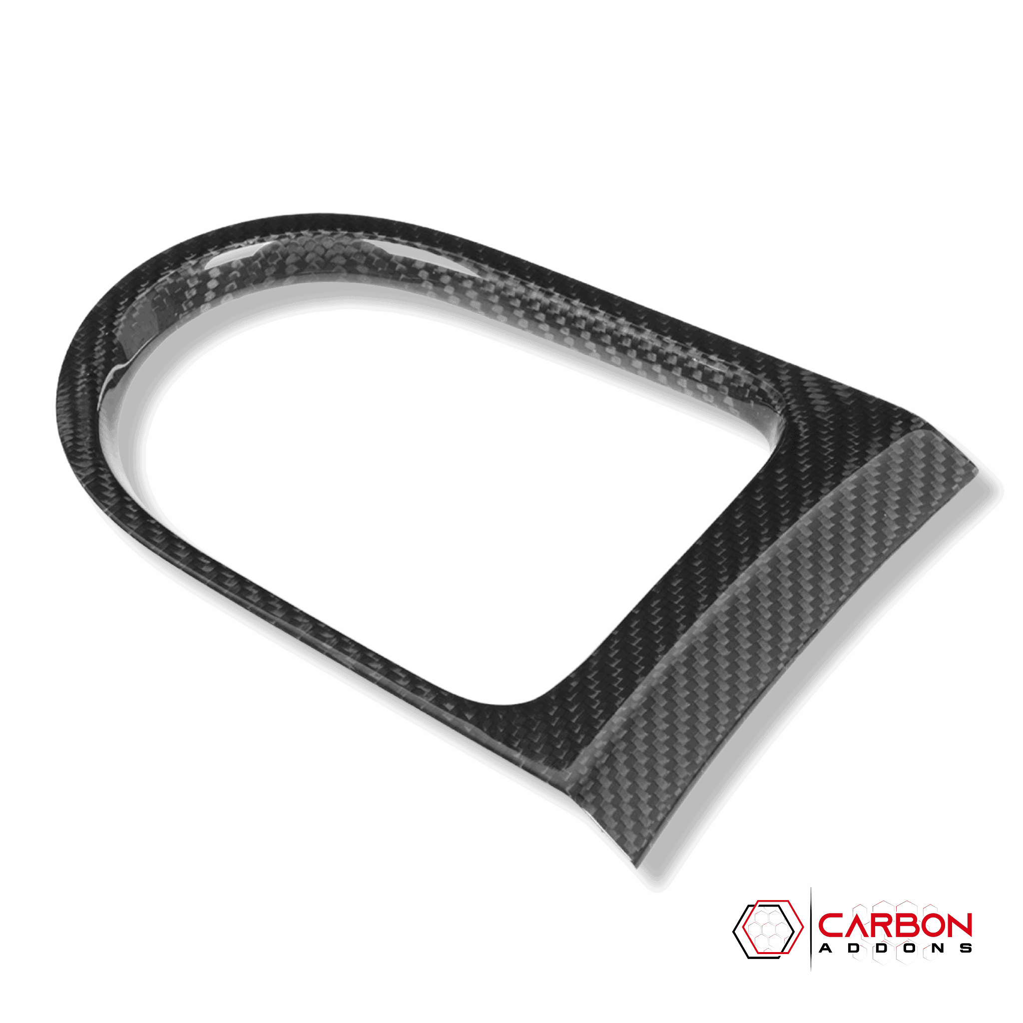 Mustang 2015-2023 Carbon Fiber Gear Shift Bezel Chrome Trim Cover - carbonaddons Carbon Fiber Parts, Accessories, Upgrades, Mods