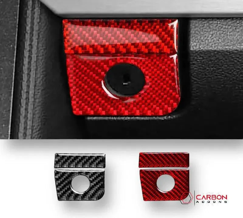 Mustang 2015-2023 Carbon Fiber Glove Box Key Hole Trim Overlay - carbonaddons Carbon Fiber Parts, Accessories, Upgrades, Mods