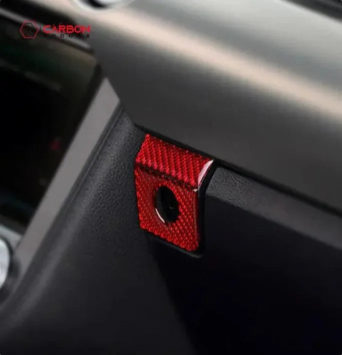 Mustang 2015-2023 Carbon Fiber Glove Box Key Hole Trim Overlay - carbonaddons Carbon Fiber Parts, Accessories, Upgrades, Mods