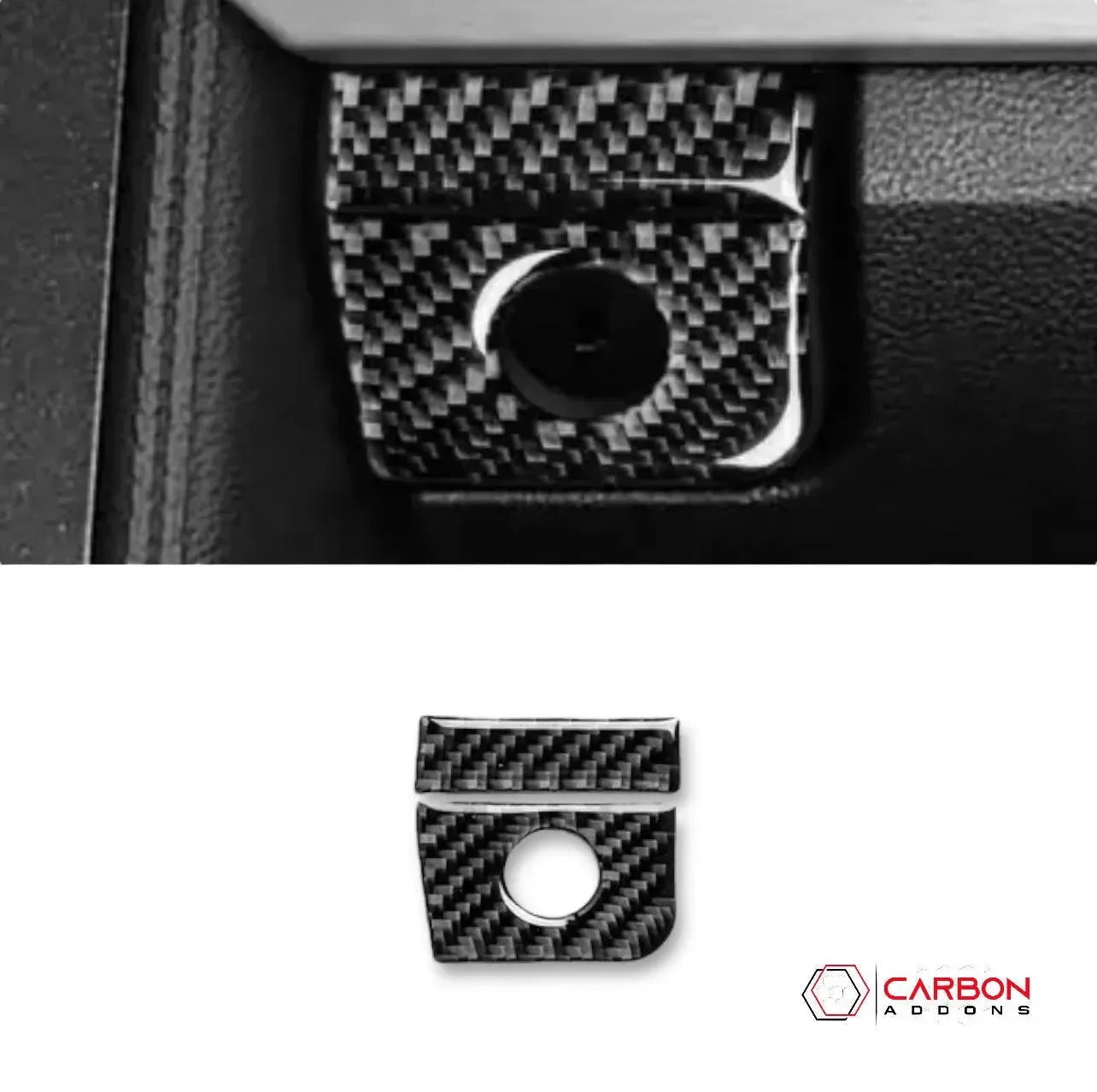 Mustang 2015-2023 Carbon Fiber Glove Box Key Hole Trim Overlay - carbonaddons Carbon Fiber Parts, Accessories, Upgrades, Mods