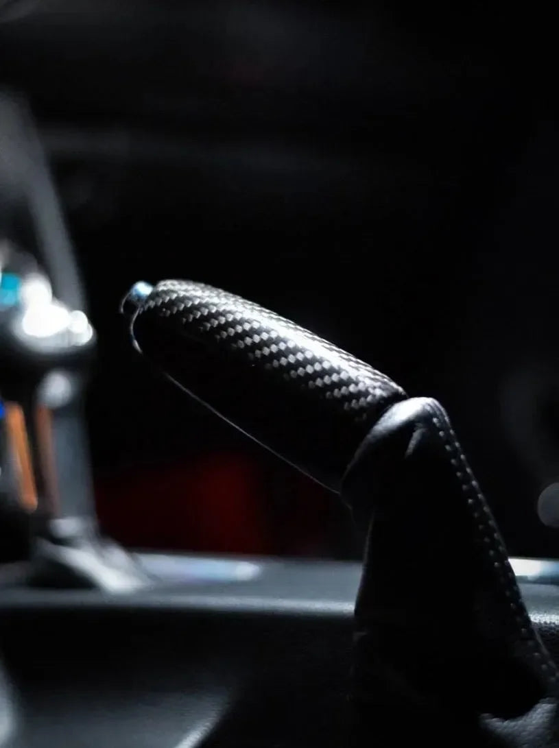 Mustang 2015-2023 Carbon Fiber Hand Brake Handle - carbonaddons Carbon Fiber Parts, Accessories, Upgrades, Mods