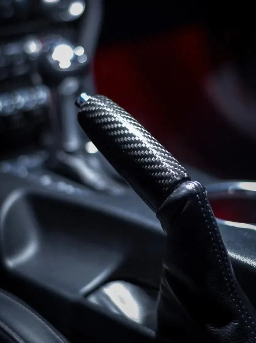 Mustang 2015-2023 Carbon Fiber Hand Brake Handle - carbonaddons Carbon Fiber Parts, Accessories, Upgrades, Mods