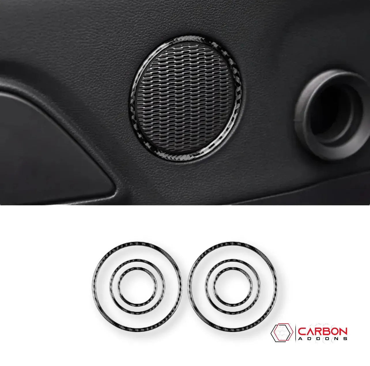 Mustang 2015-2023 Carbon Fiber Speaker Outer Trim Overlay - carbonaddons Carbon Fiber Parts, Accessories, Upgrades, Mods