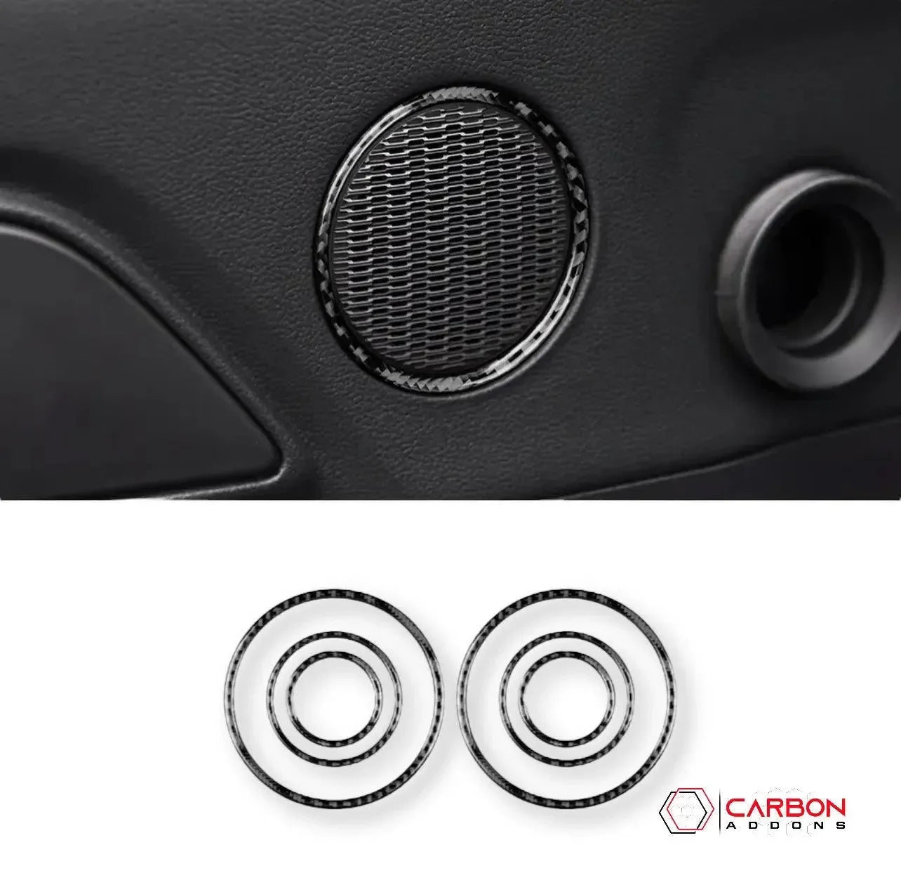 Mustang 2015-2023 Carbon Fiber Speaker Outer Trim Overlay - carbonaddons Carbon Fiber Parts, Accessories, Upgrades, Mods